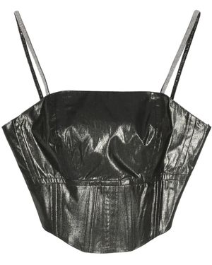 Peserico Lamé Corset Crop Top - Black