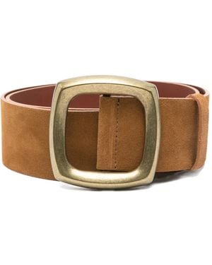 Ba&sh Bianca Suede Square-Buckle Belt - Brown