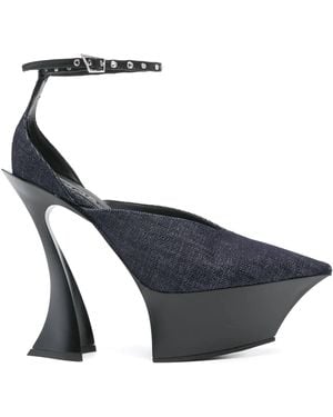 Mugler デニム ストラップ パンプス 140mm - ブルー
