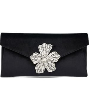 Twentyfourhaitch Vintor Crystal-Embellished Velvet Clutch Bag - Black