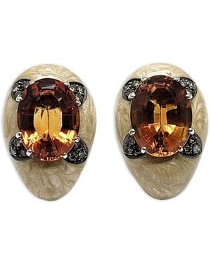 Andreoli Orecchini Ovali Con Diamante E Citrino - Metallizzato