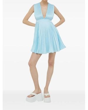 Abercrombie & Fitch Robe Courte Plissée À Col V - Blue