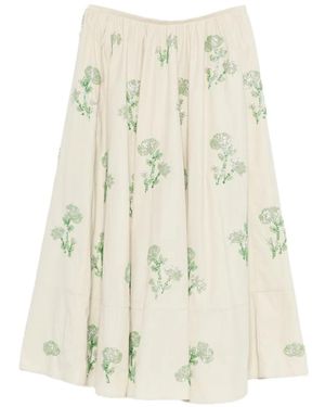 Maje Floral A-Line Midi Skirt - White