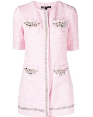 Maje Mono corto de tweed con detalles de strass - Rosa