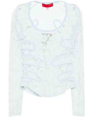 Eckhaus Latta Top Met Bloemenkant - Wit