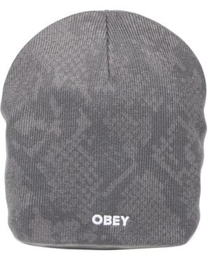 Obey Silo Snake-Print Beanie Hat - Grey