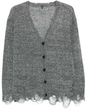 R13 Distressed V-Neck Cardigan - Grey
