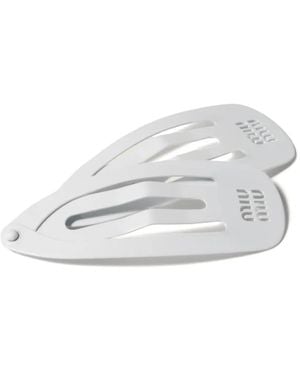 Miu Miu Metal Hair Clips - White