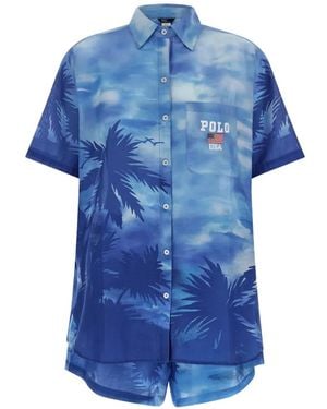 Polo Ralph Lauren Palm Cotton Shirt And Shorts Set - Blue