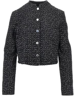 Emporio Armani Sequin-Embellished Cropped Jacket - Black