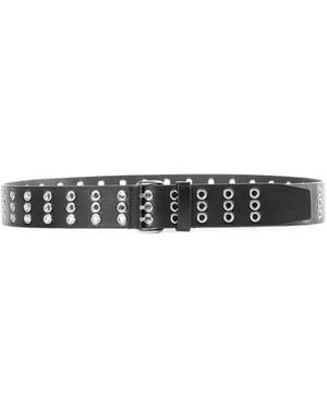 Ann Demeulemeester Eyelet-Embellished Leather Belt - White