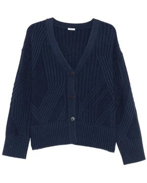 JOSEPH Ribbed-Knit V-Neck Cardigan - Blue
