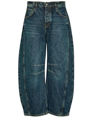 Free People Panelled Denim Trousers - Blue