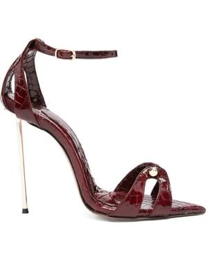 HARDOT Croc-Effect Pointed-Toe Sandals - Pink