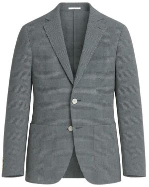 Eleventy Prince Of Wales Check Blazer - Grey