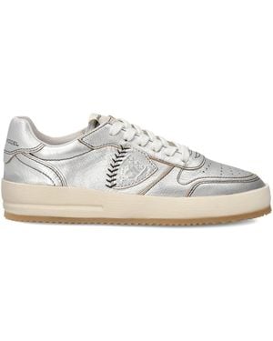 Philippe Model Nice Leather Baseball-Stitch Trainers - White