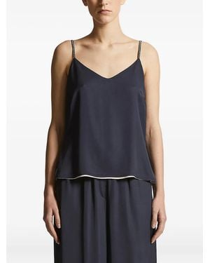 Peserico Top Met Verfraaide Afwerking - Blauw