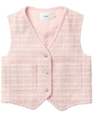 B+ AB V-Neck Tweed Waistcoat - Pink