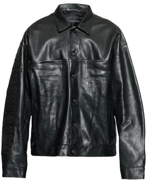 Balenciaga Hemdjacke Aus Leder - Schwarz