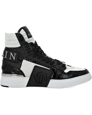 Philipp Plein Hexagon High-Top Trainers - Black