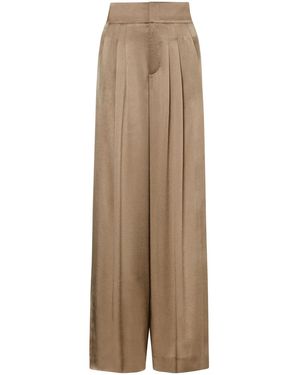 Alberta Ferretti シルクサテン ワイドパンツ - ナチュラル