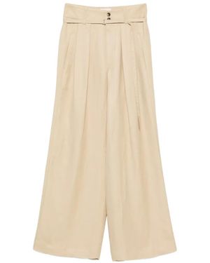 Tela Belted Pleated Trousers - Natural