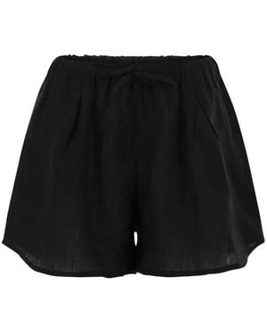 Maurizio Mykonos Drawstring-Waist Linen Shorts - Black