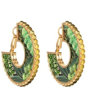 Silvia Furmanovich Miniature Painting Peridot And Diamond Hoop Earrings - Green