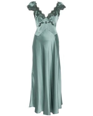 Doen Vestido Midi Fiona De Satén Con Ribete De Encaje - Verde