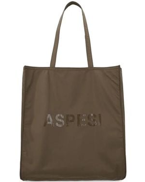 Aspesi Logo-Print Tote Bag - Brown
