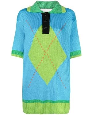 ANDERSSON BELL Intarsia-Knit Top - Blue