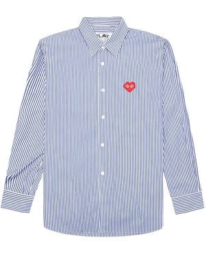 COMME DES GARÇONS PLAY Broad-Striped Heart-Embroidered Shirt - Blue