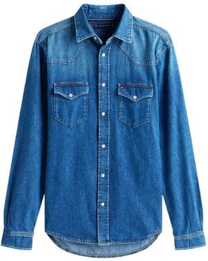 Tommy Hilfiger Camicia Denim Con Tasche - Blu