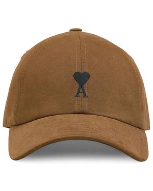 Ami Paris Ami De Coeur Embroidered Cap - Brown