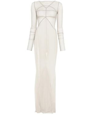 Rick Owens Temple Paneled Maxi Dress - White