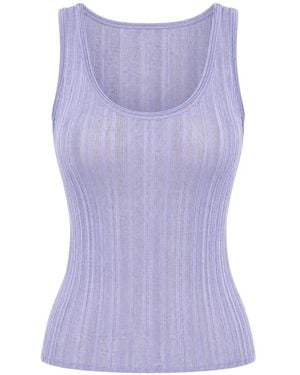 Theory Pointelle-Knit Scoop-Neck Tank Top - Purple