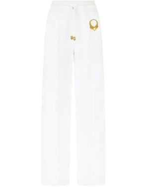 Roberto Cavalli Tiger Appliqué Drawstring Pants - White