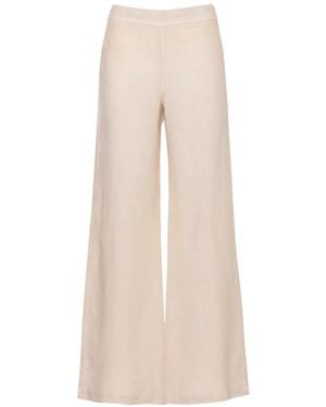 120% Lino Linen Palazzo Trousers - White