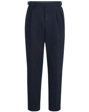 Brunello Cucinelli Chevron-Weave Double-Pleat Pants - Blue
