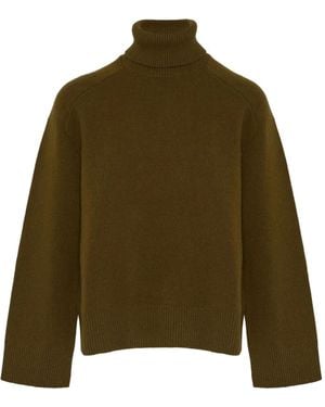 Yves Salomon Turtleneck Wide-Cuff Sweater - Green