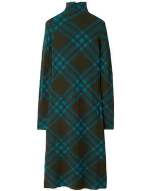 Burberry Geruite Shiftjurk Van Wolblend - Groen