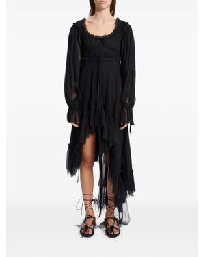 Ann Demeulemeester Giti Empire Ruffled Asymmetric-Hem Dress - Black