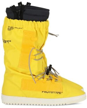 Off-White c/o Virgil Abloh Lace-Up Zip Ridged-Sole Rain Boots - Yellow