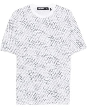 KARL LAGERFELD Logo-Pattern T-Shirt - White