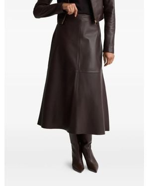 St. John Leather Midi Skirt - Black