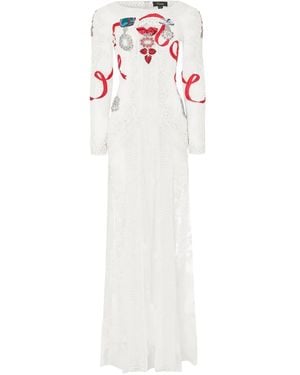 Temperley London Diamantine Floral-Lace Dress - White