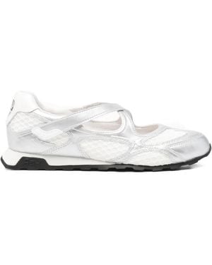 Ash Mesh-Panelled Crossover-Strap Sneakers - White