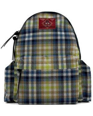 Vivienne Westwood Medium George Check-Pattern Logo-Patch Backpack - Blue