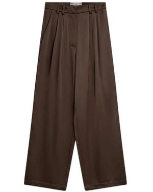 Minimum Lunay Pleated High-Waisted Trousers - Brown