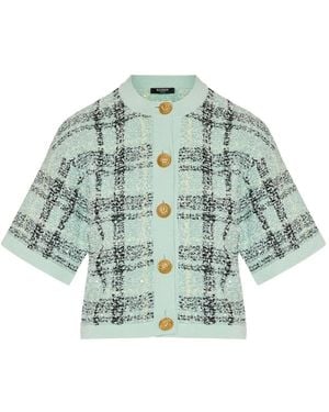 Balmain Cárdigan A Cuadros Con Botones - Verde